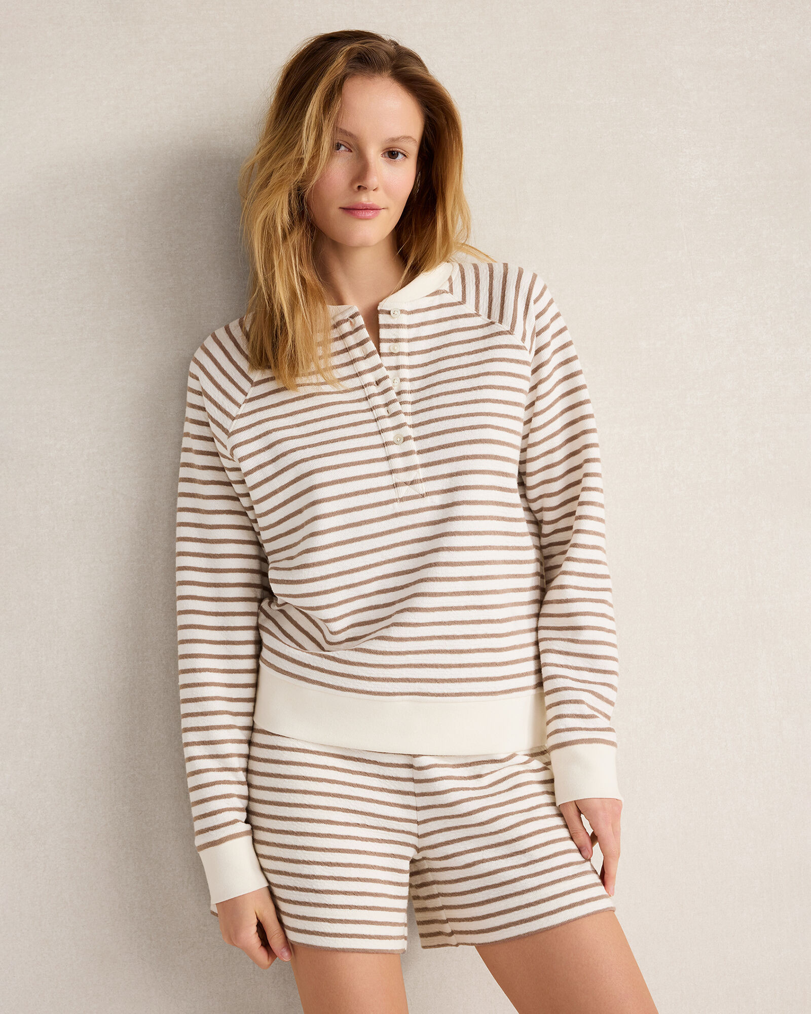 Cotton Blend Textured Henley | Haven Well Within