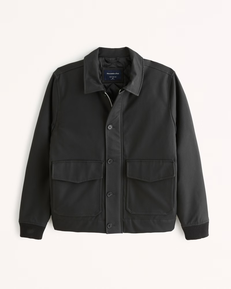 Vegan Leather Aviator Jacket | Abercrombie & Fitch (US)