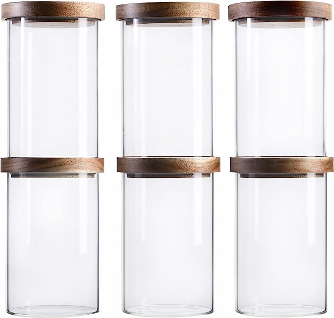 S1EGAN Glass Jars Set of 6, 29 Fl.oz for Kitchen with Acacia Wooden Lids, Borosilicate Glass Cani... | Amazon (US)