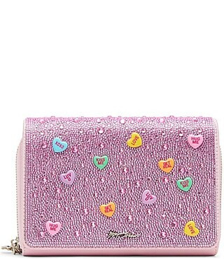 Betsey Johnson Candy Hearts Novelty Wallet Crossbody Bag - Pink | Dillard's