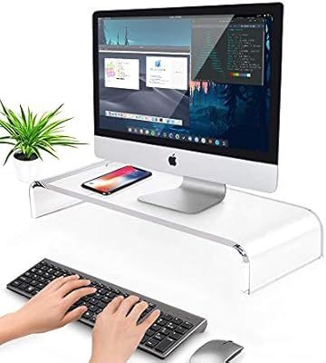 AboveTEK Premium Acrylic Monitor Stand, Custom Size Monitor Riser/Computer Stand for Home Office ... | Amazon (US)