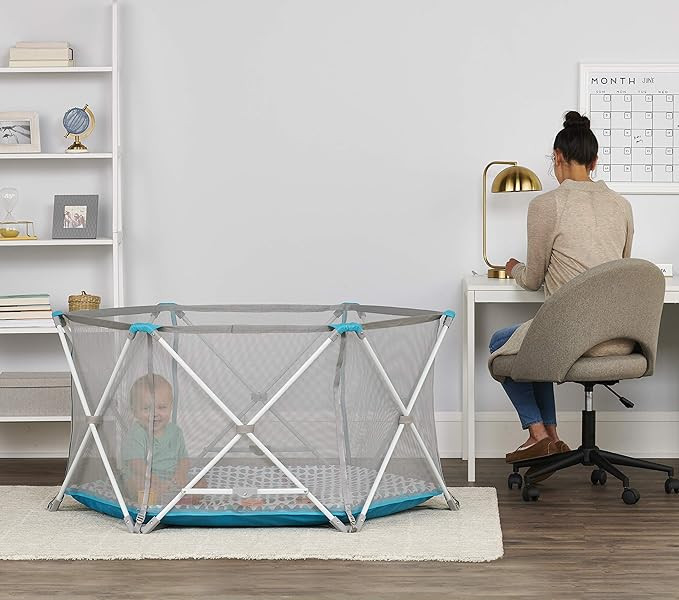 Regalo My Portable Play Yard Deluxe with Removable Pad, Indoor and Outdoor, Bonus Kit, Aqua, 6-Pa... | Amazon (US)