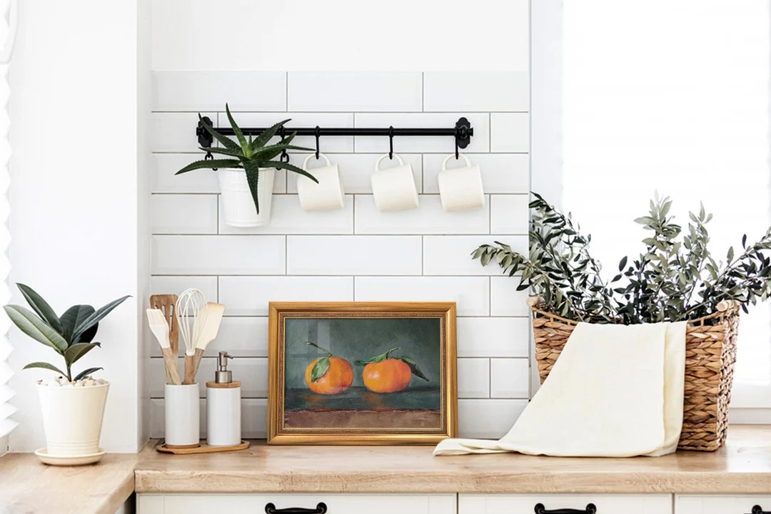 Vintage Framed Citrus Art Print, Framed Vintage Mandarin Print, Still Life Kitchen Painting Print... | Etsy (US)