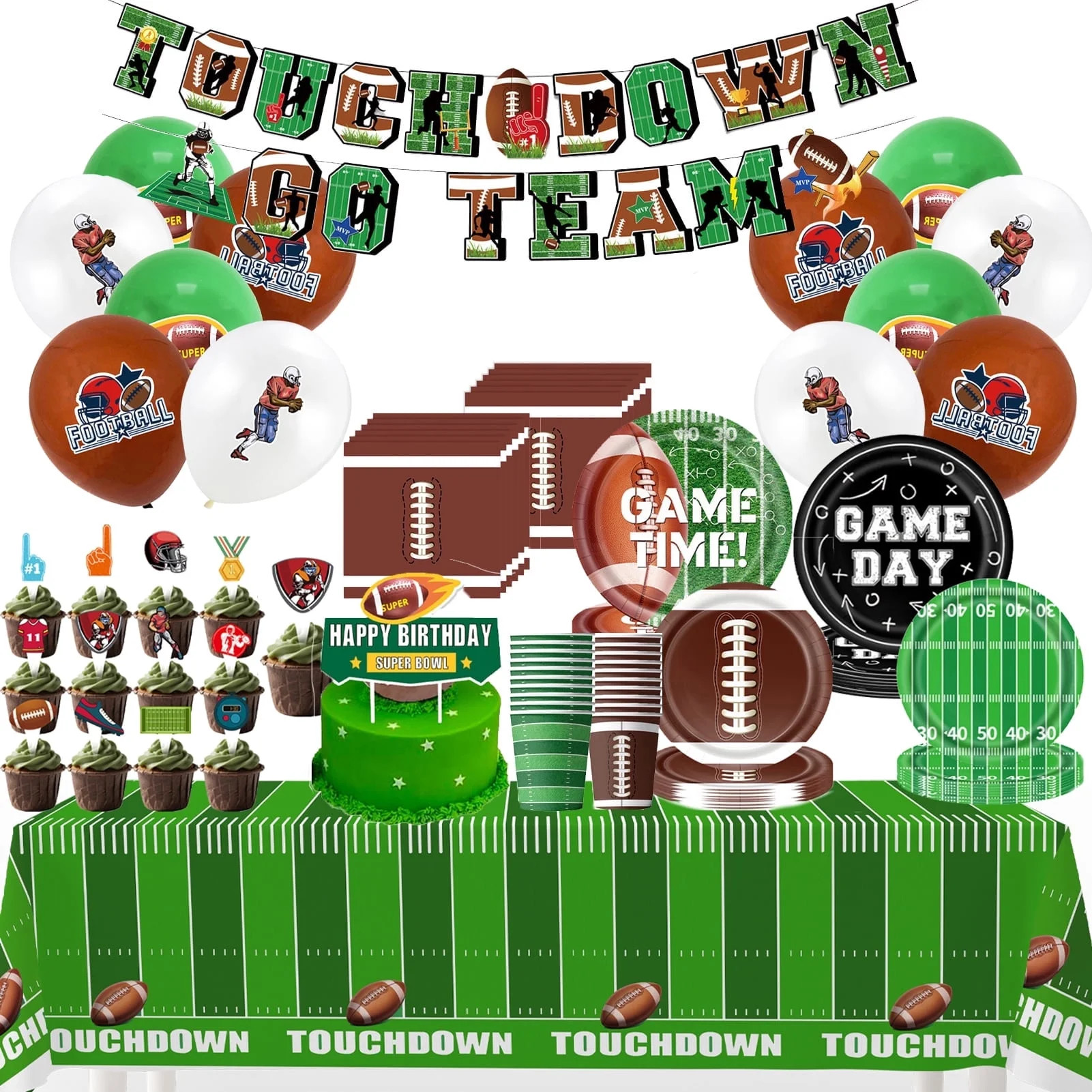 Moerstar Football Party Decorations for 20 Guests, Football Party Supplies Kit with Plates, Napki... | Walmart (US)