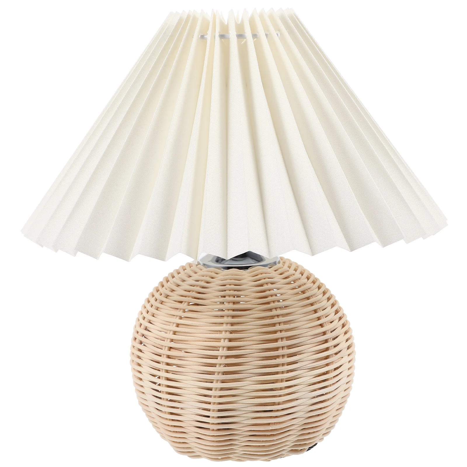 OFFIGAM Pleated Lampshade Table Lamp Yellow Rattan USB Port Suitable for Study Room | Walmart (US)