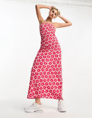Native Youth retro floral midaxi tube dress in red | ASOS (Global)