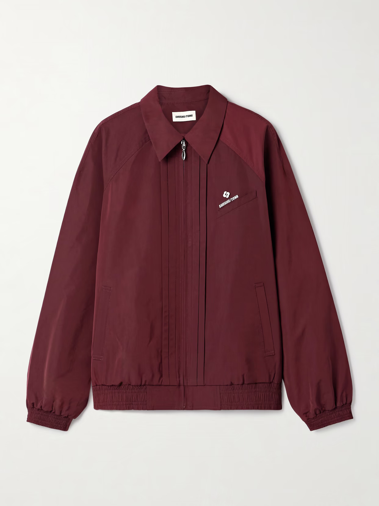 SHUSHU/TONG - Pintucked Embroidered Shell Jacket - Burgundy | NET-A-PORTER (US)