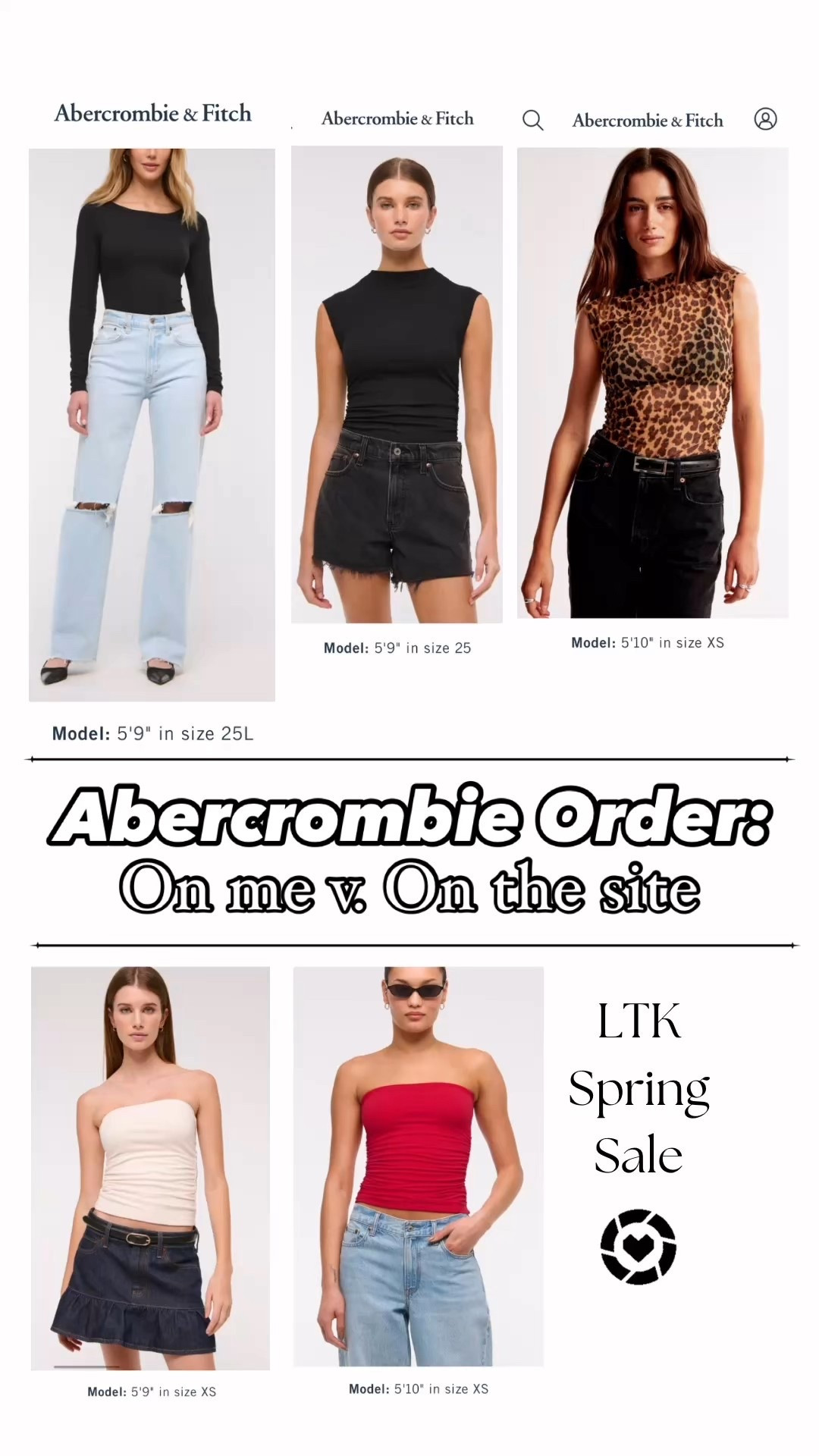 My Abercrombie order on the site v on me! 👯‍♀️ Use the promo code for 25% off in the LTK app! (Just copy and paste the  code at checkout💕)

Size and fit info: (I’m 5’5” and usually wear a 4/27 and size S for reference.)
•I’m in a small in all of the tops (fit is TTS).
•I’m in my normal size 4/27 in the shorts and jeans. Size up in the shorts if you like your shorts looser but they do stretch a little with wear. I get these jeans in “long” so I can dress them up/wear them with booties or wedge with a heel for a little height!


#ltkfindsunder100 #Itkspringsale #Itkstyletip #abercrombie #styleover40 #springoutfit
affordable style, spring style, spring trends, 90s jeans, long jeans, shorts, denim shorts, spring outfits, jeans sale, try on haul

#LTKWatchNow #LTKSaleAlert