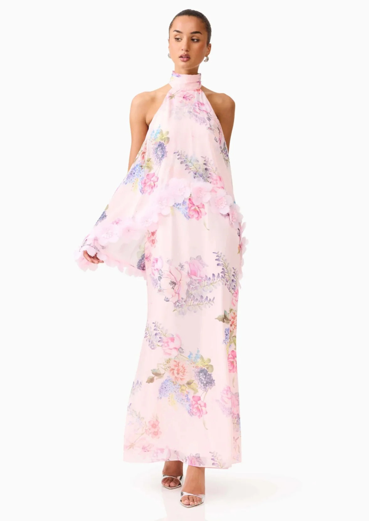 Elliatt Millie Tiered Gown in Pink Floral | Sierra Deene