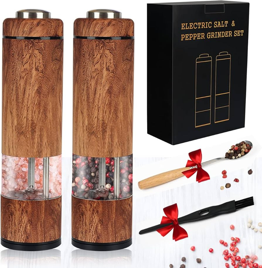 Electric Salt and Pepper Grinder Set, Battery Operated Pepper Mill with LED Light, Adjustable Coa... | Amazon (US)