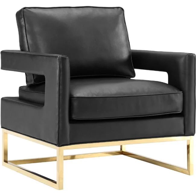 TOV Furniture Avery Black Vegan Leather Chair with Gold Base - Walmart.com | Walmart (US)