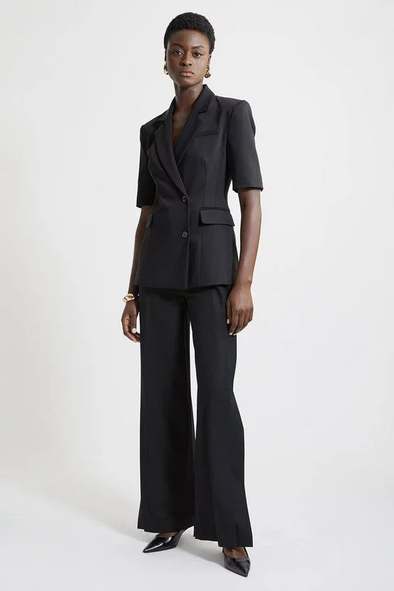 Tailored Short Sleeve Blazer Jacket | Karen Millen UK + IE + DE + NL