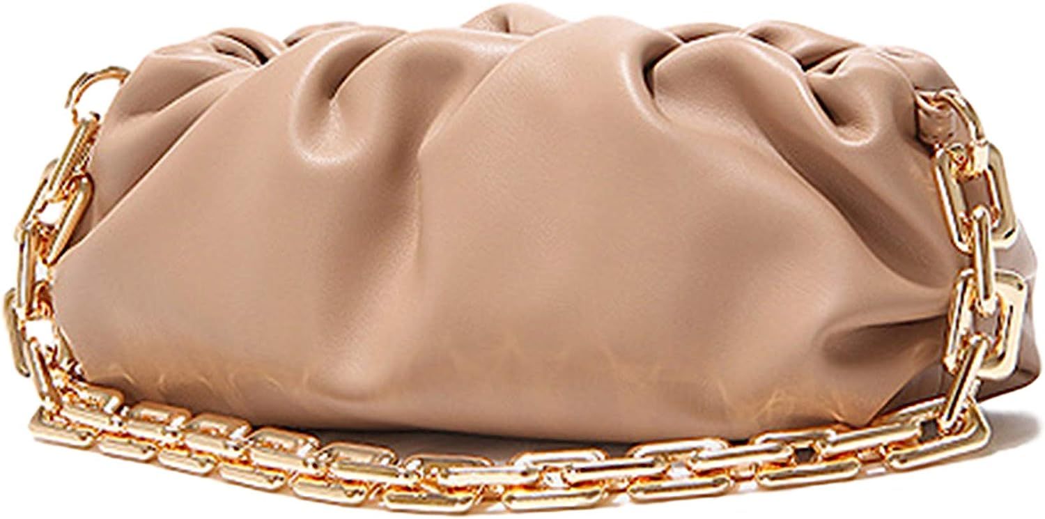 Women's Chain Pouch Bag | Cloud-Shaped Dumpling Clutch Purse | Ruched Chain Link Shoulder Handbag | Amazon (US)