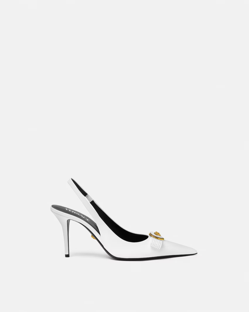 Gianni Ribbon Mid Slingback Pumps | Versace (US)