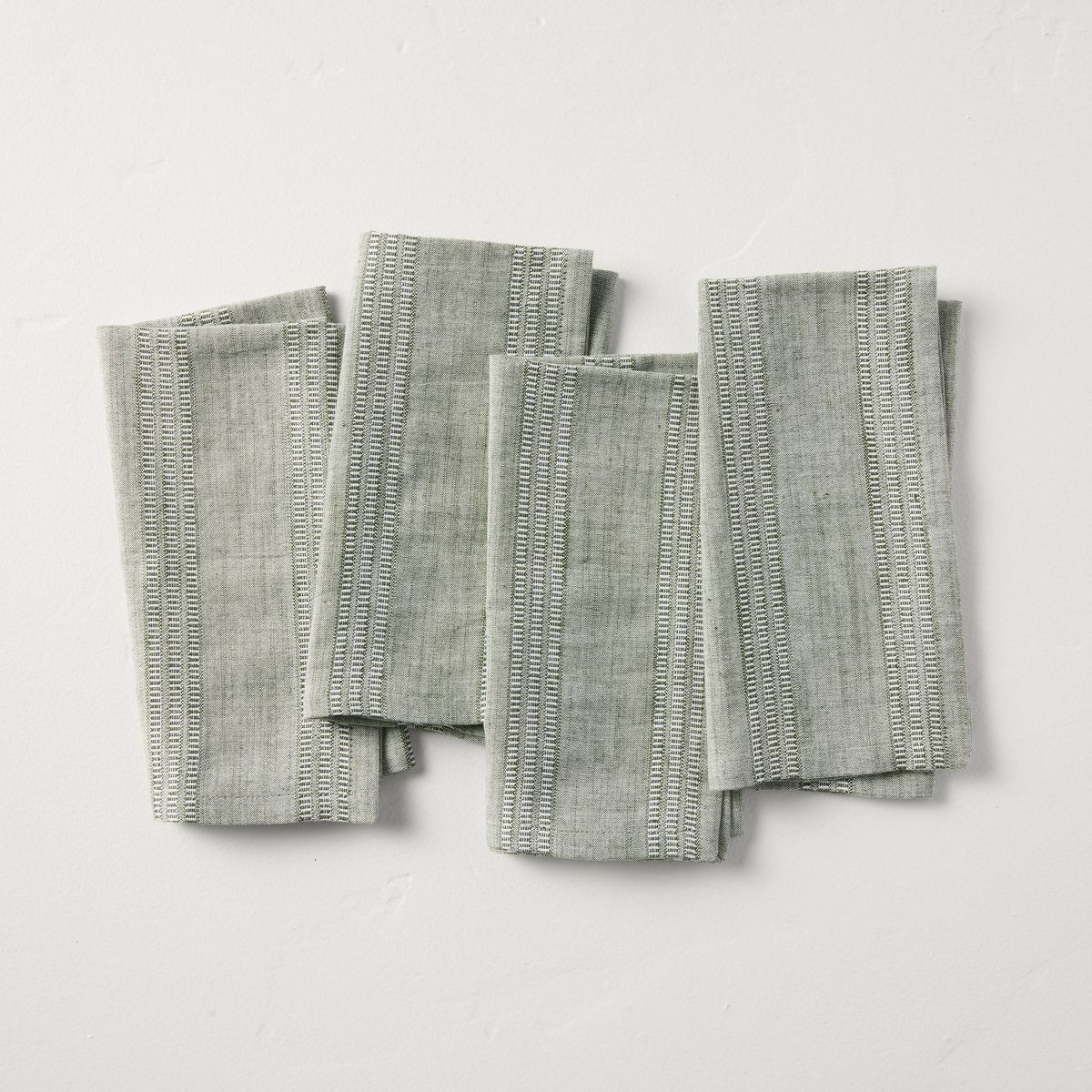 4pk Chambray Stripe Cloth Napkins Green - Hearth & Hand™ with Magnolia | Target