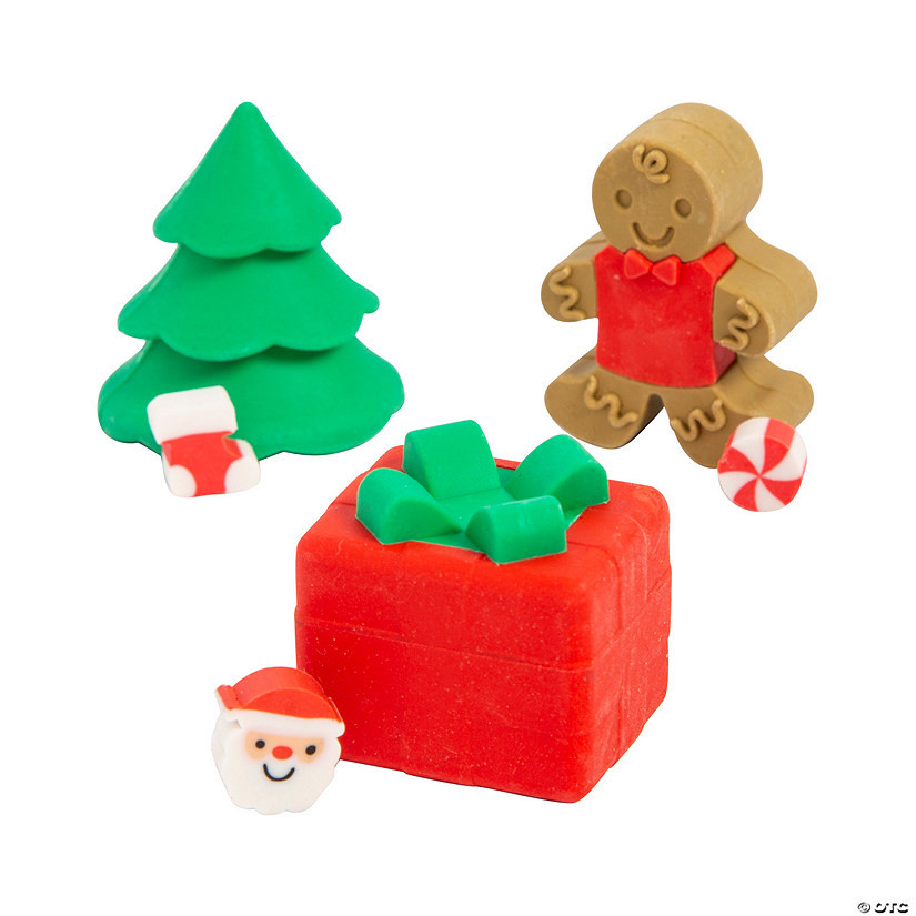 Christmas Surprise Inside Erasers - 18 Pc. | Oriental Trading Company