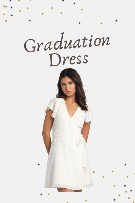 Graduation dress. White dress. Bridal dress. Flutter sleeve dress. Wrap dress. 

#LTKWedding #LTKSeasonal #LTKFindsUnder100