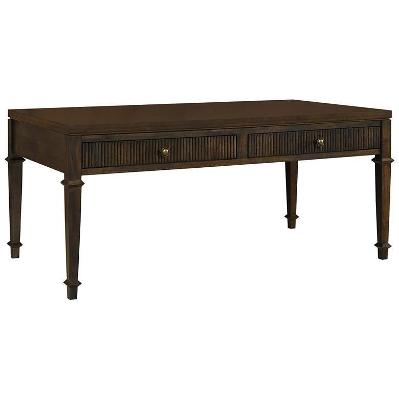 Martha Stewart Brown Kenna Fluted 2-drawer Coffee Table - #1493C | Lamps Plus | Lamps Plus