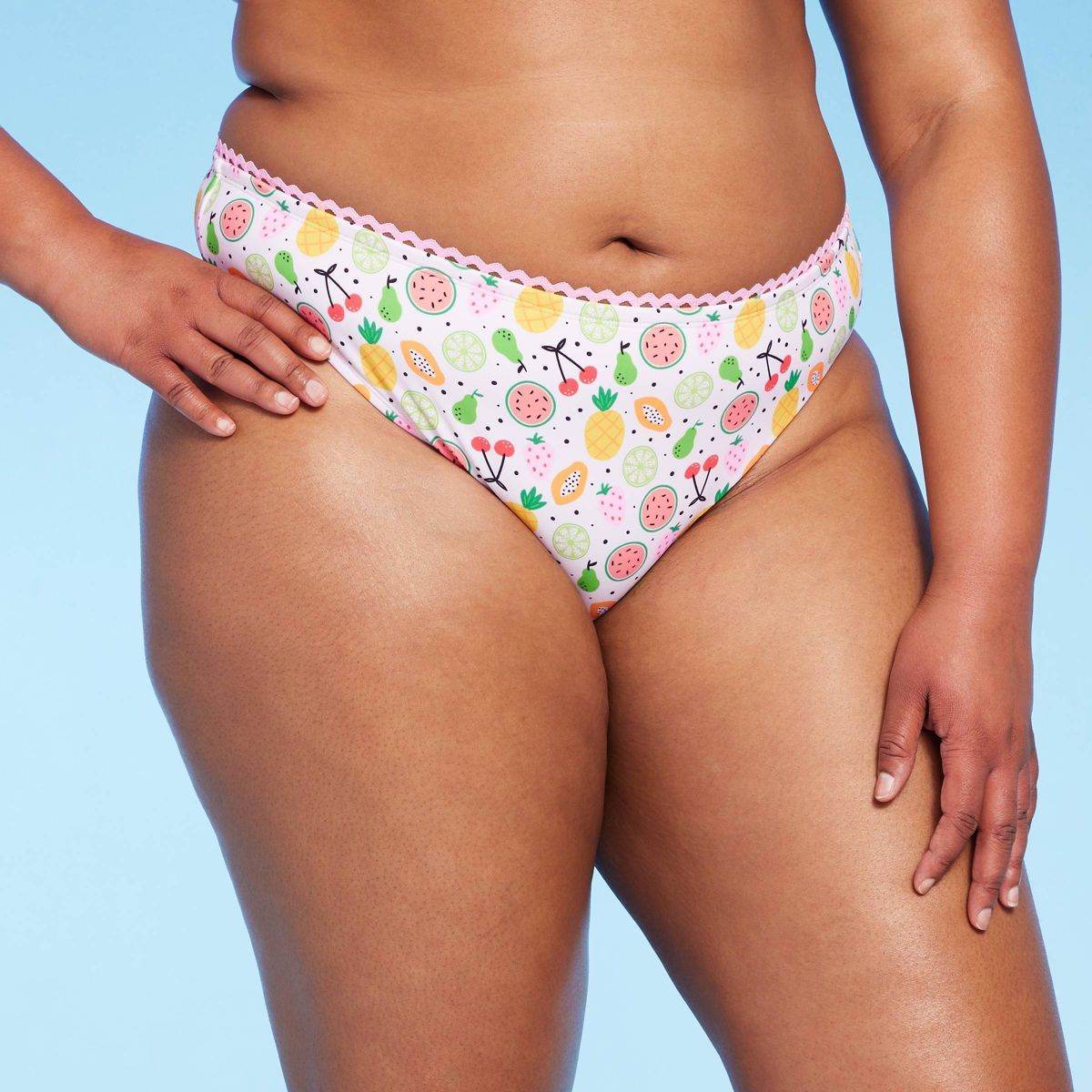 Women's Fruit Print High Leg Cheeky Bikini Bottom - Wild Fable™ White | Target