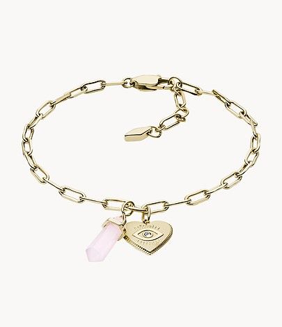 Power Of Crystals Rose Pink Stainless Steel Chain Bracelet | Fossil (US)