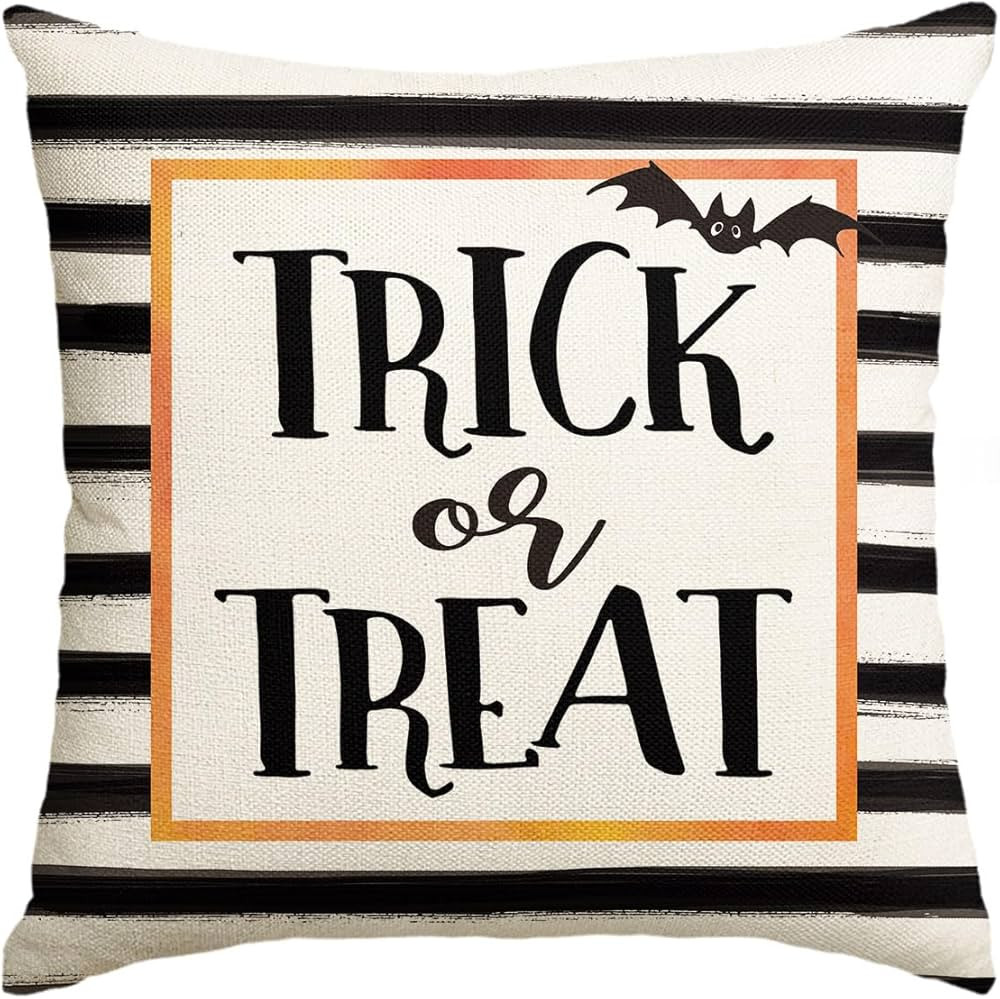 AVOIN Halloween Watercolor Stripes Trick or Treat Throw Pillow Cover, 12 x 20 Inch Bat Cushion Ca... | Amazon (US)