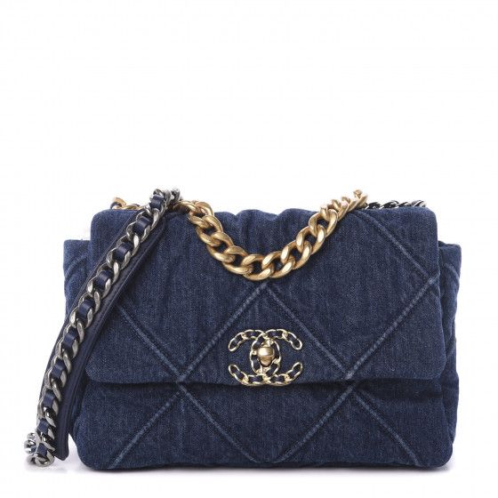 CHANEL Denim Quilted Medium Chanel 19 Flap Blue | Fashionphile