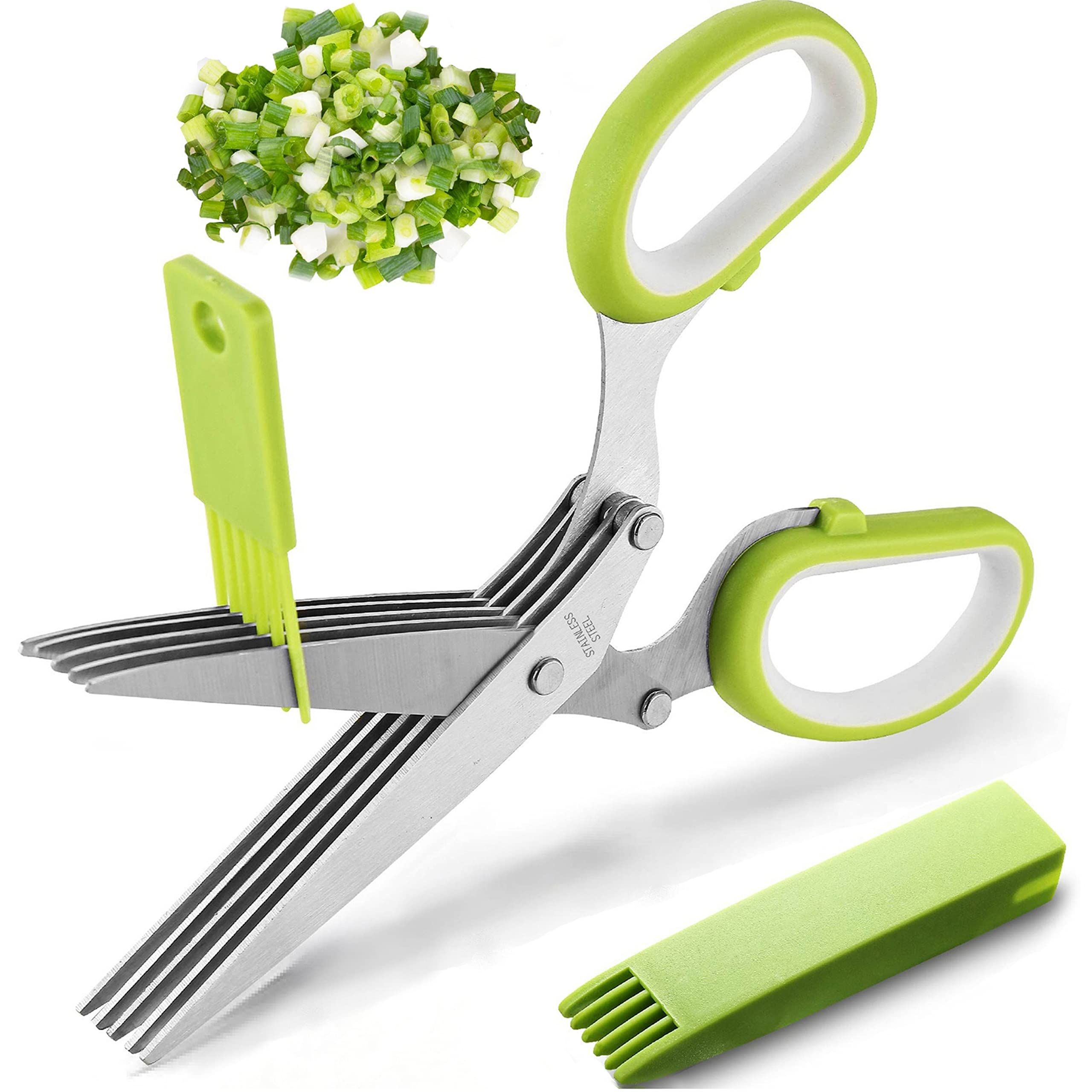 2021 Updated Herb Scissors Set - Herb Scissors With 5 Blades and Cover, Cool Kitchen Gadgets for ... | Amazon (US)
