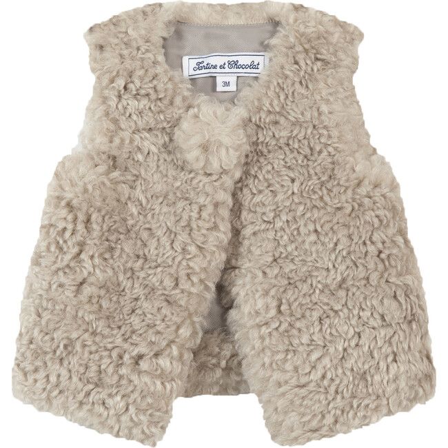 Faux Sheepskin Layering Vest, Brown | Maisonette