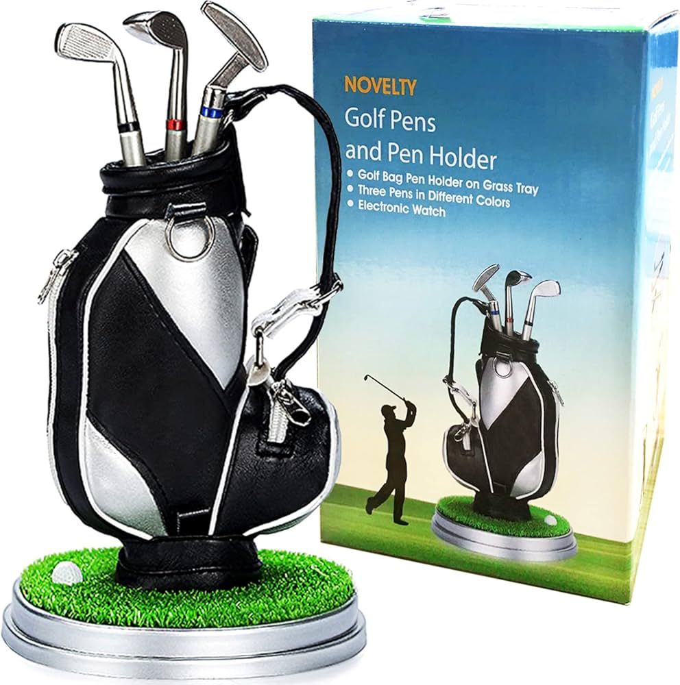 Jishi Golf Bag Pen Holder Golf Desk Accessories Decor Gifts for Men Golfers Stocking Stuffers for... | Amazon (US)