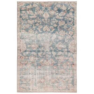 Bohemian 6 x 9 Dark Teal/Rust Indoor Floral/Botanical Bohemian/Eclectic Area Rug | Lowe's
