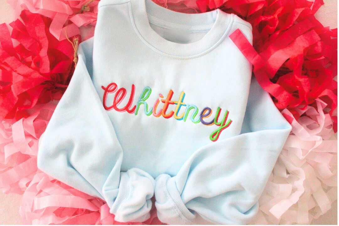 Custom Embroidered Name Sweatshirt - Rainbow Gradient Script Design - Personalized Gift for Women... | Etsy (US)