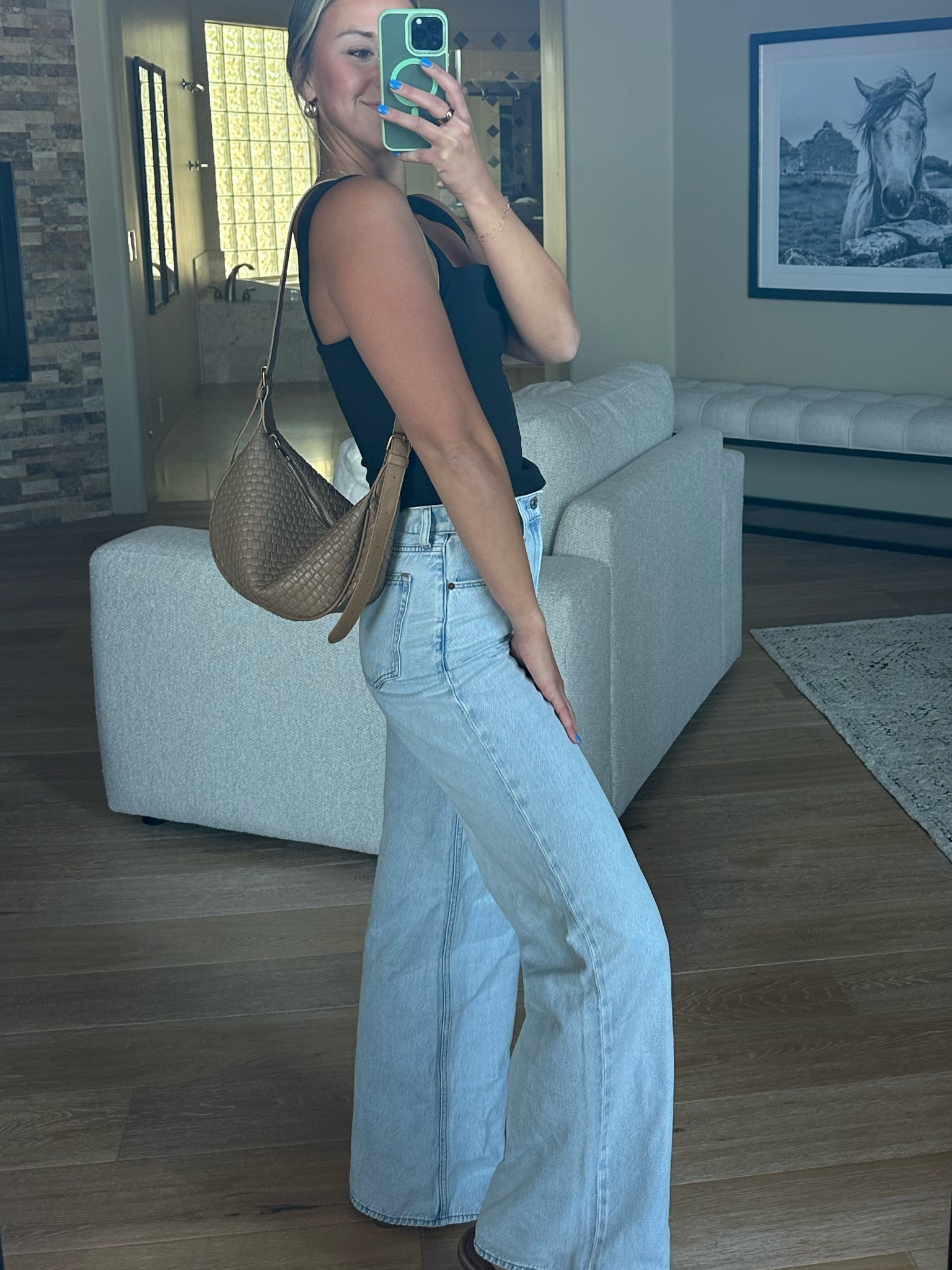 Abercrombie tank and my new favorite wide leg jeans! Paired with Amazon purse! 

#LTKFindsUnder50 #LTKFindsUnder100 #LTKStyleTip