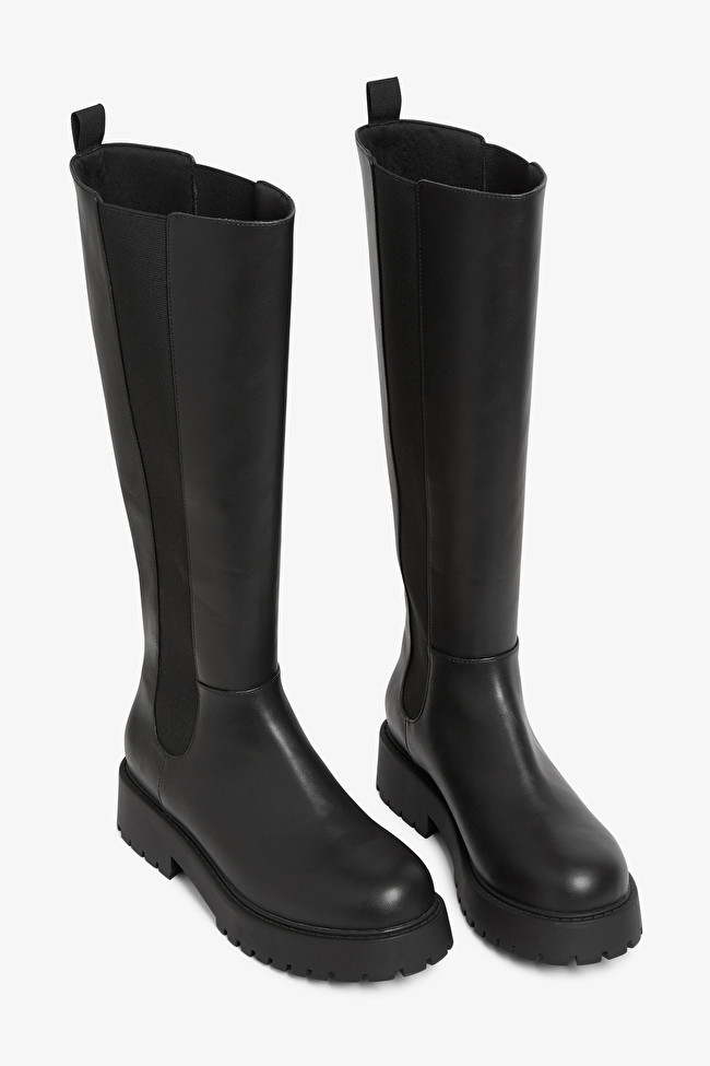 Knee-high chunky chelsea boots | Monki