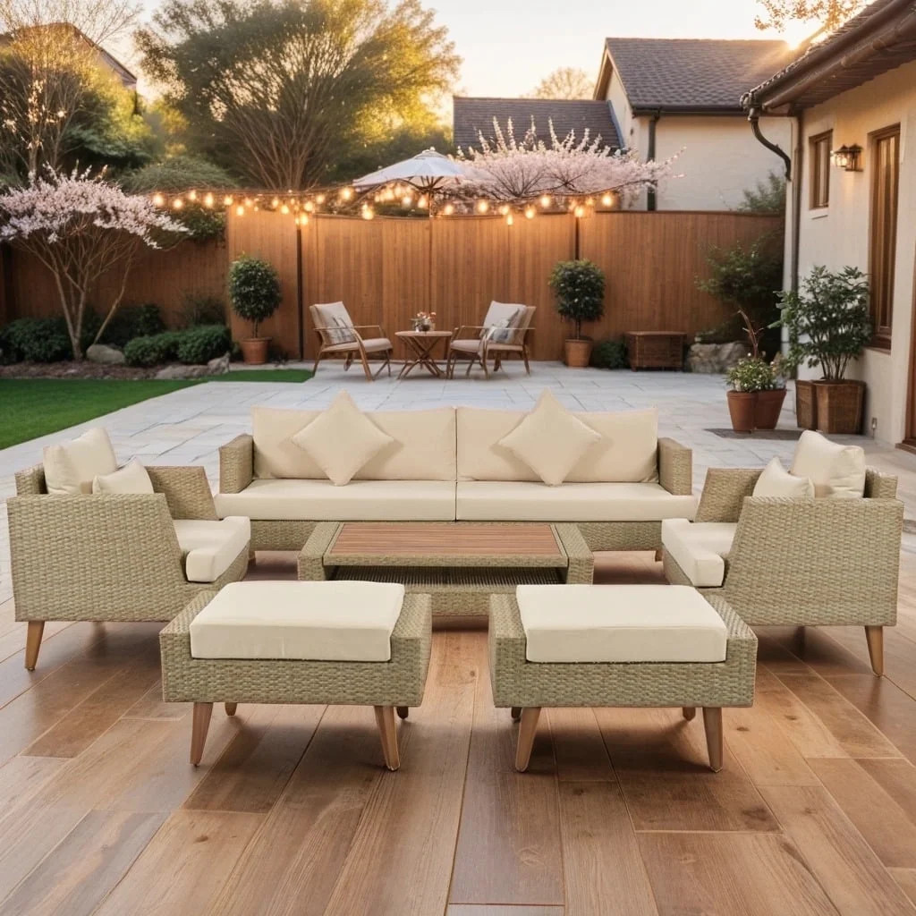 6 Pieces Wicker Patio Furniture Sets Outdoor Conversation Set, All Weather PE Rattan Sectional So... | Walmart (US)