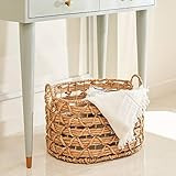 Vifah V50015-L Camila 20-Inch Oval Hand-Woven Water Hyacinth Storage and Laundry Basket - Size L, L, | Amazon (US)