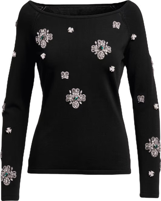 Pearl and Jewel Embellished Sweater - Multi | Boston Proper | Boston Proper