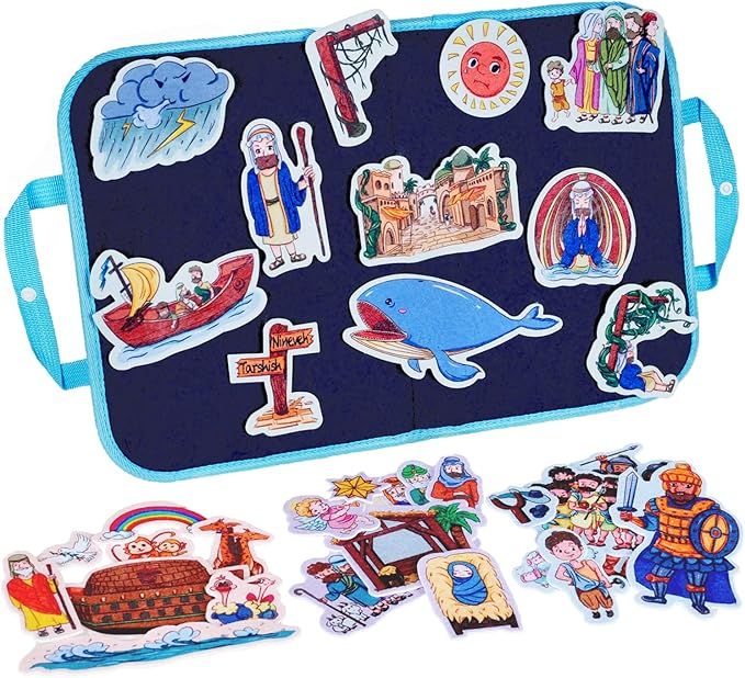 CHEFAN 4 Pack Felt Board Bible Stories Set, Flannel Board Stories Include Noah's Ark, Jonah and T... | Amazon (US)