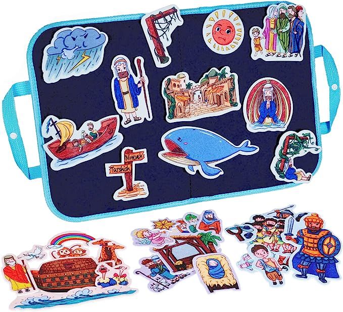 CHEFAN 4 Pack Felt Board Bible Stories Set, Flannel Board Stories Include Noah's Ark, Jonah and T... | Amazon (US)