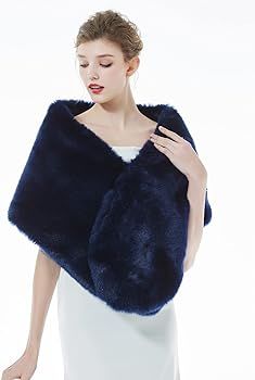 BEAUTELICATE Women's Faux Fur Shawl Stoles Wrap for Bridal Wedding Party | Amazon (US)