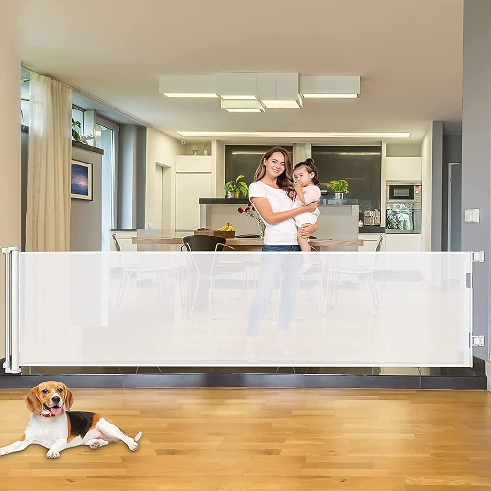 110 Inch Extra Wide Baby Gate for Large Openings Retractable Baby Gates Indoor Outdoor Extra Long... | Amazon (US)