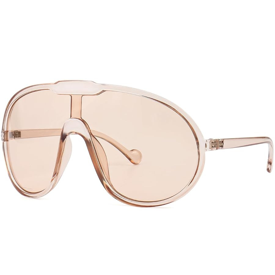 Trendy Oversized Sunglasses for Women Men Fashion Shield Aviator Sun Glasses UV400 Protection Gog... | Amazon (US)