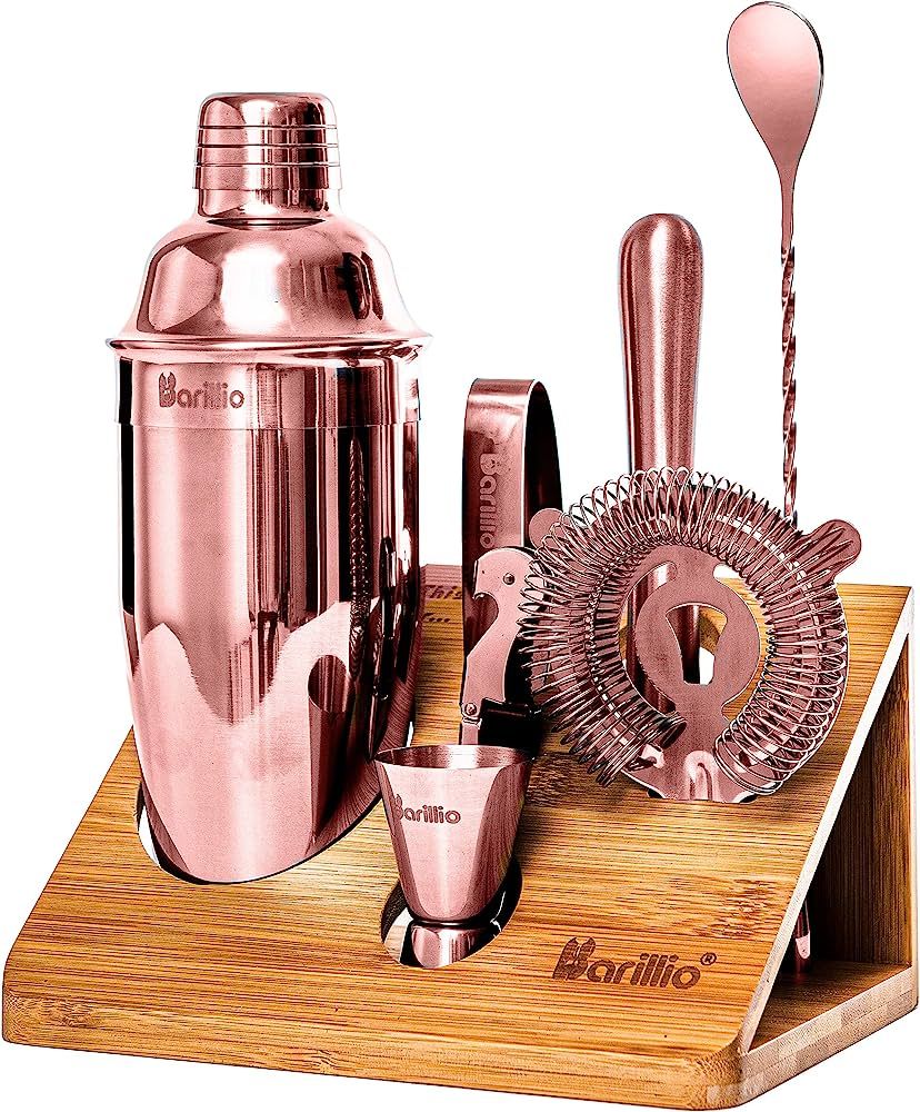 Copper Mixology Bartender Kit Cocktail Shaker Set by Barillio: Rose Gold Drink Mixer Set with Bar... | Amazon (US)