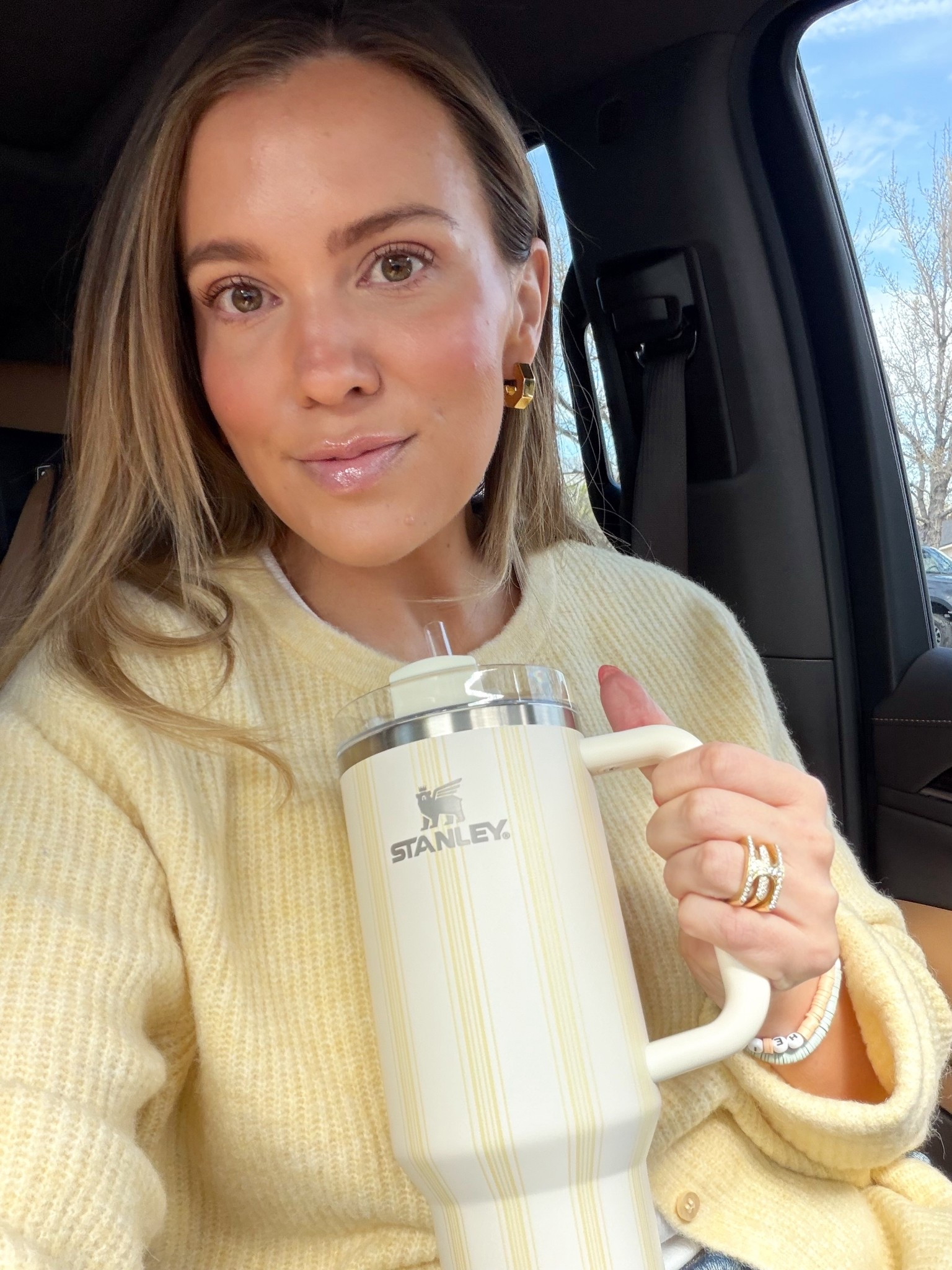 This is the perfect spring water bottle! I’ve been obsessed with yellow and stripes lately, so this Stanley was calling my name! @stanley_brand #stanleypartner 