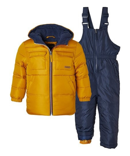 Turmeric & Navy Color Block Snowsuit - Infant, Toddler & Boys | Zulily