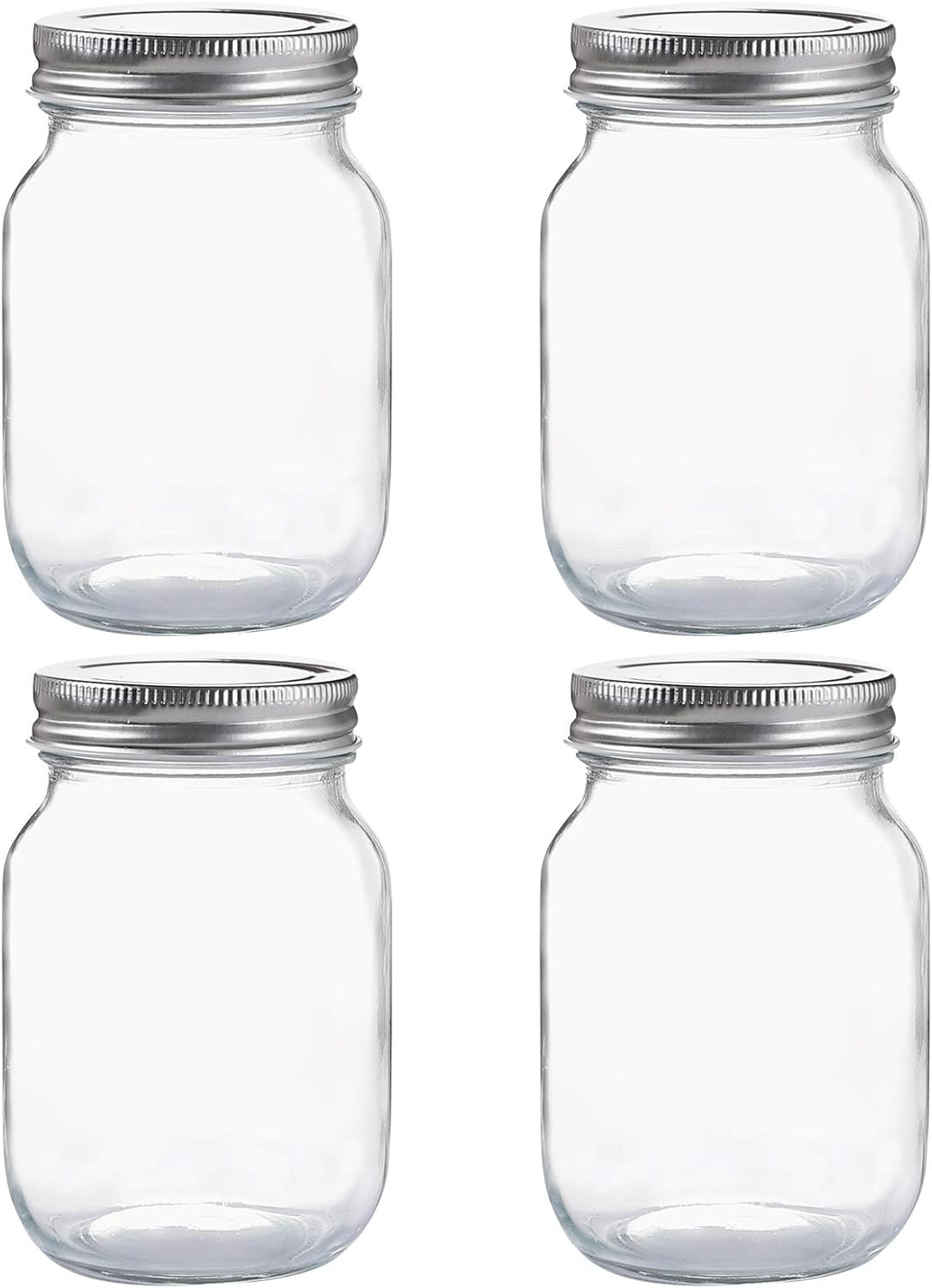 Glass Regular Mouth Mason Jars, 16 oz Clear Glass Jars with Silver Metal Lids for Sealing, Cannin... | Amazon (US)