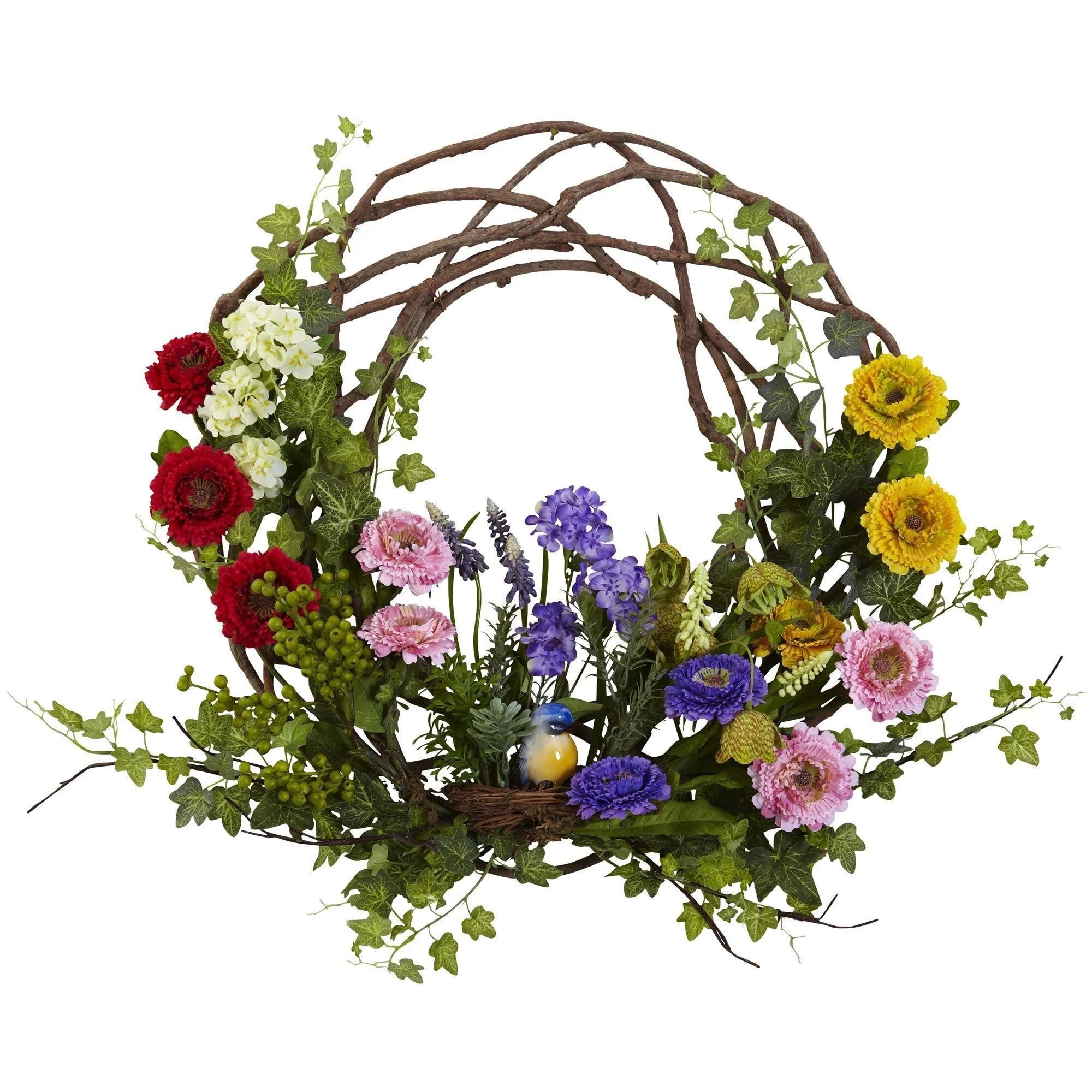 22” Spring Floral Wreath | Nearly Natural | Nearly Natural