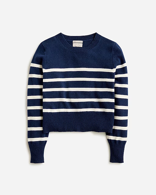 Cashmere shrunken crewneck sweater in stripe | J. Crew US