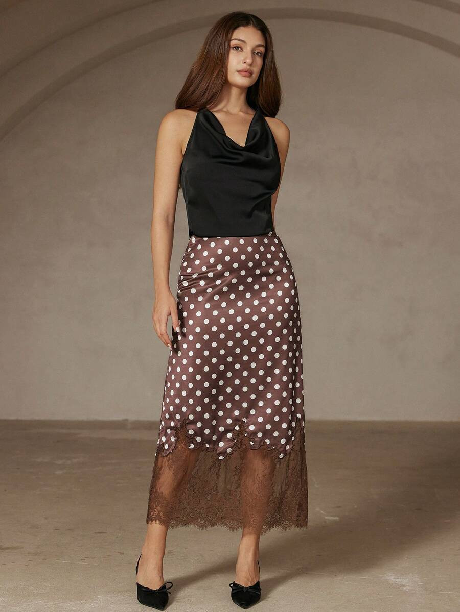 BELROSIE Elegant French Design Lace Patchwork Midi Pencil Skirt, Minimalist Luxury | SHEIN