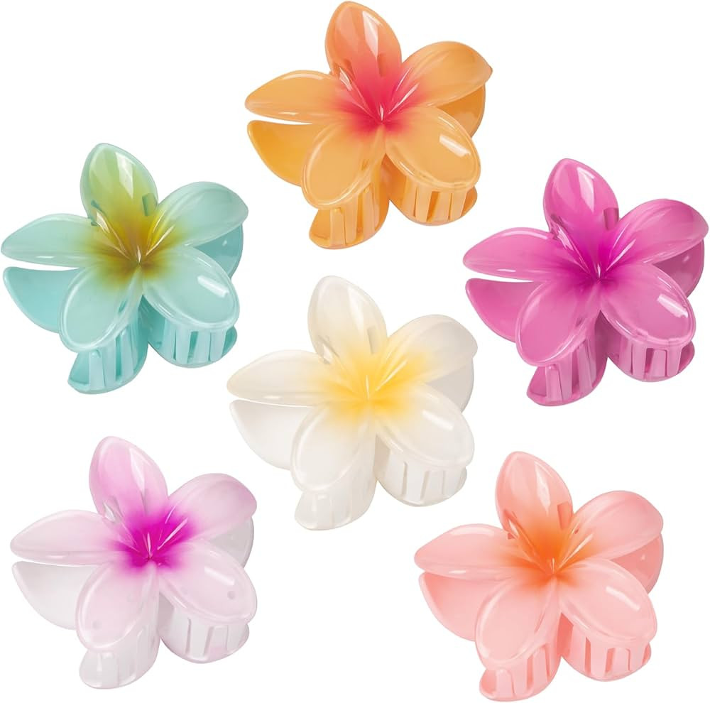 6 Pcs Flower Hair Claw Clips for Women, Hawaiian Hibiscus Flower Hair Clips, Summer Beach Essenti... | Amazon (US)