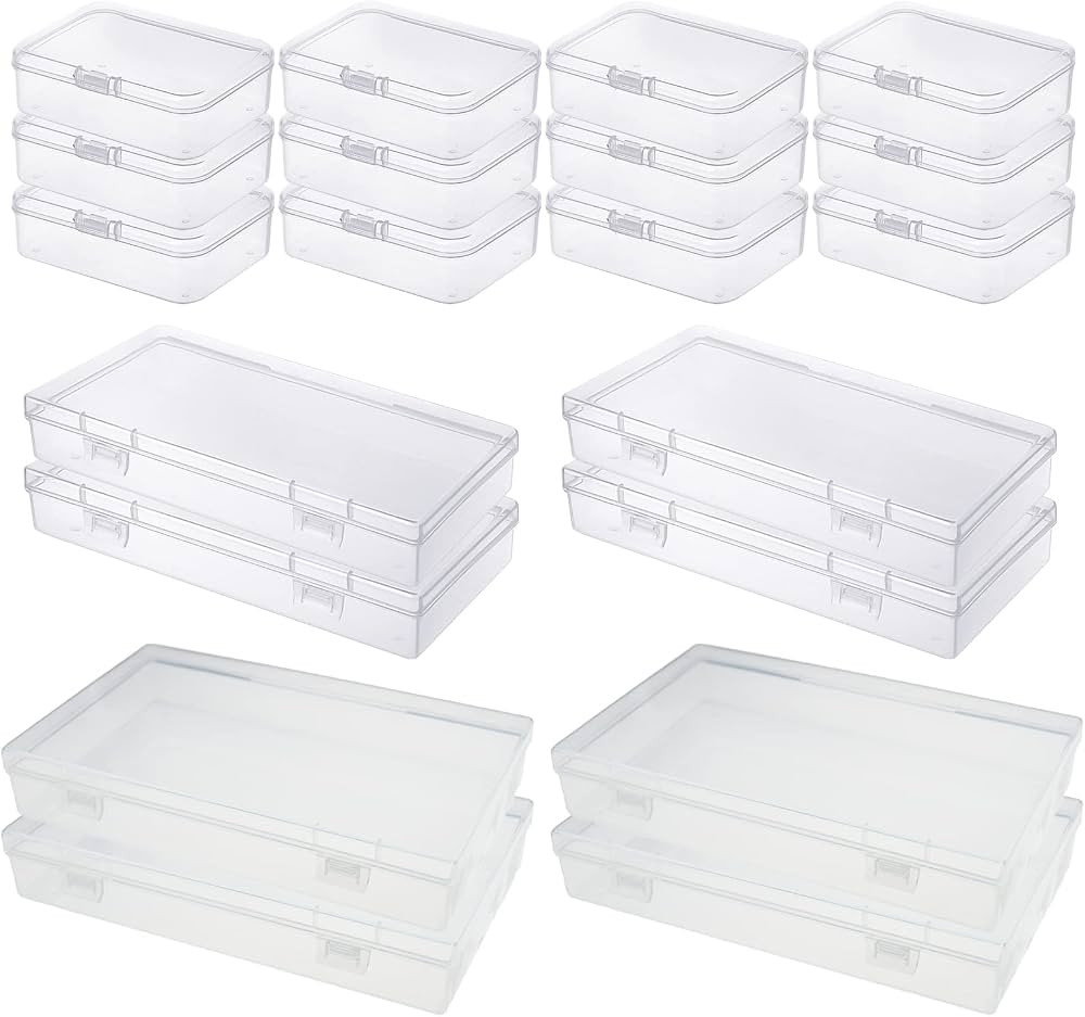 LJY 20 Pieces Mixed Sizes Rectangular Empty Mini Clear Plastic Organizer Storage Box Containers w... | Amazon (US)